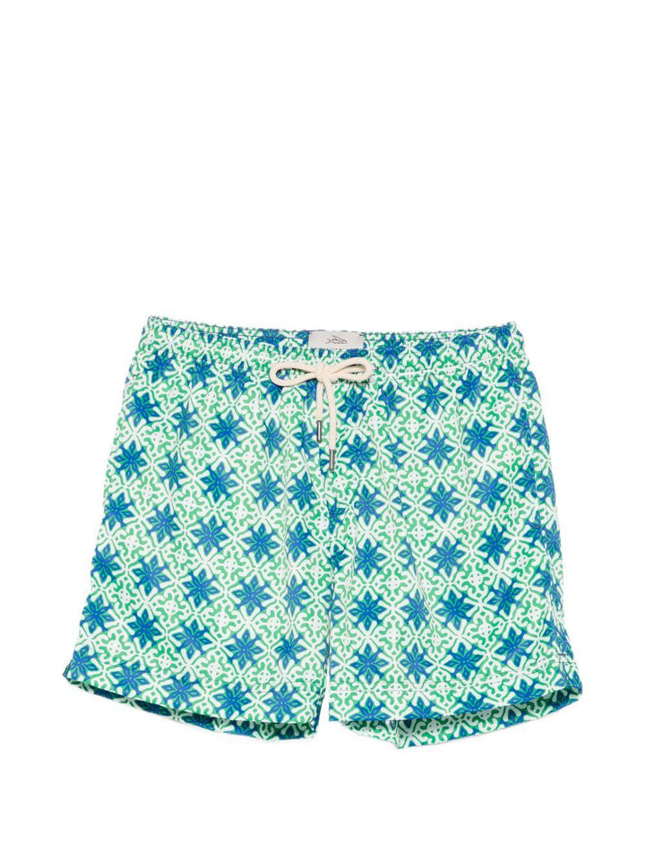 Costume da bagno con stampa geometrica verde 