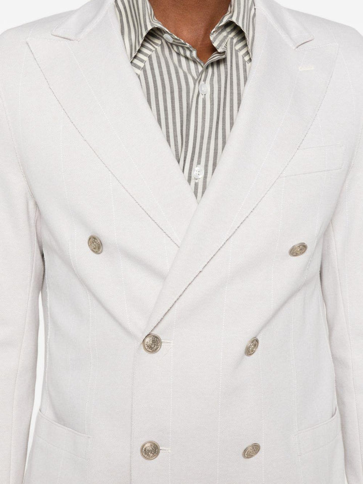 Blazer doppiopetto gessata sabbia 