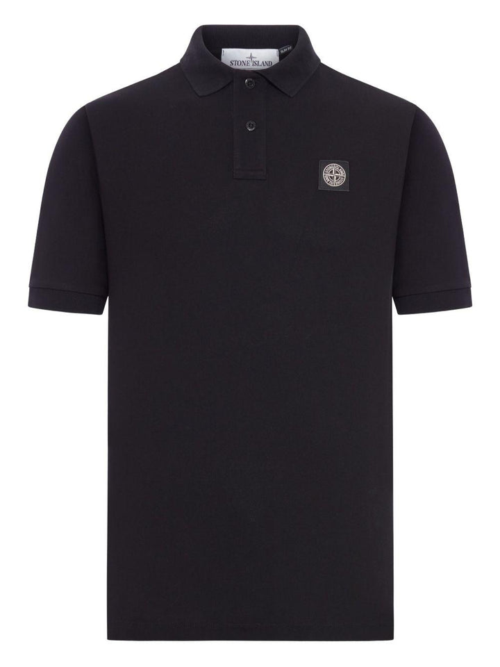Polo nera con applicazione logo 