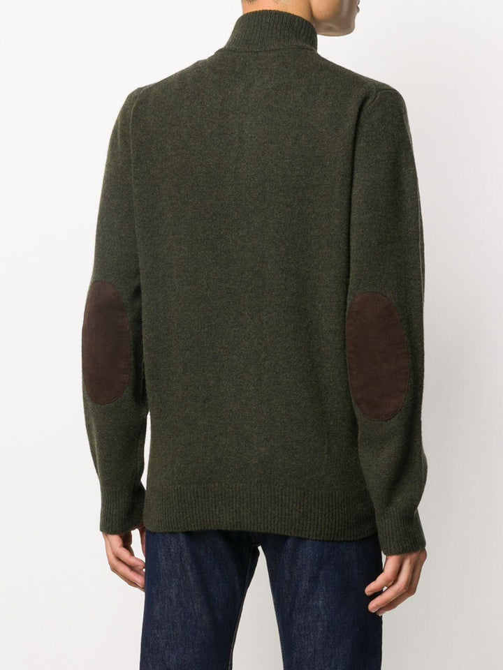 Cardigan verde a collo alto con zip e bottoni 