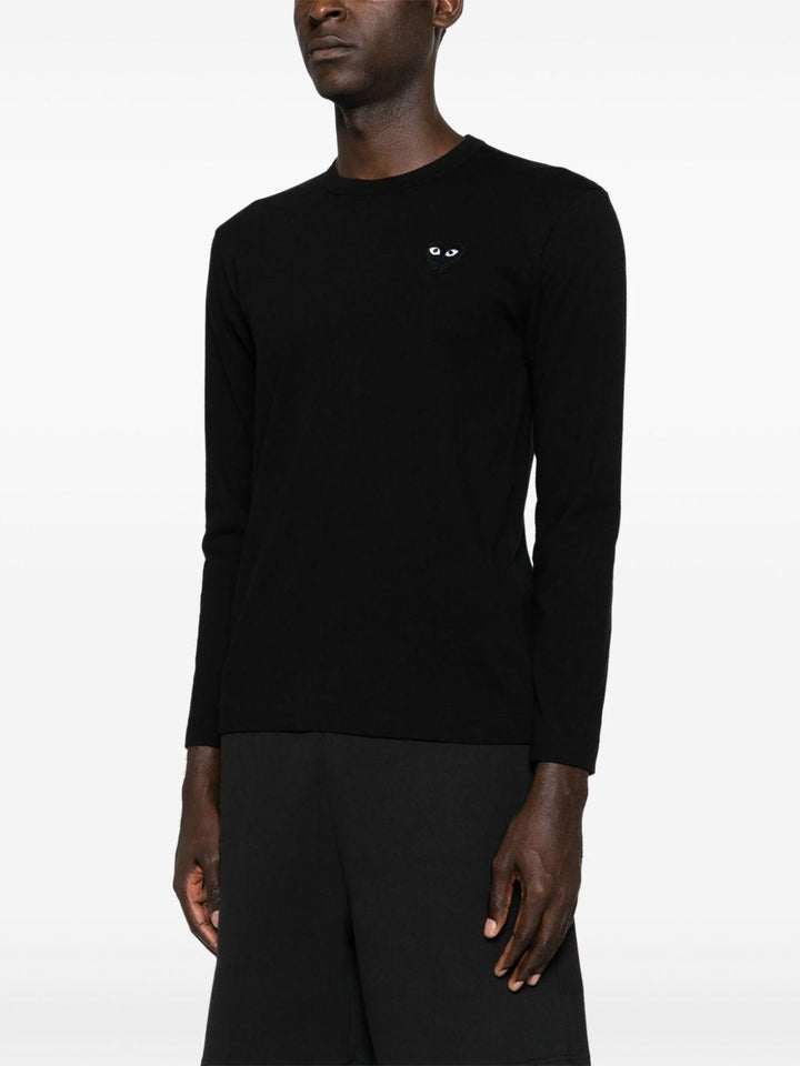 T-shirt black heart manica lunga nera 
