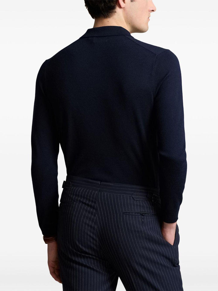 Polo blu navy a maniche lunghe 