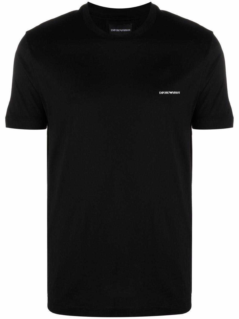 T-shirt girocollo nera con stampa 