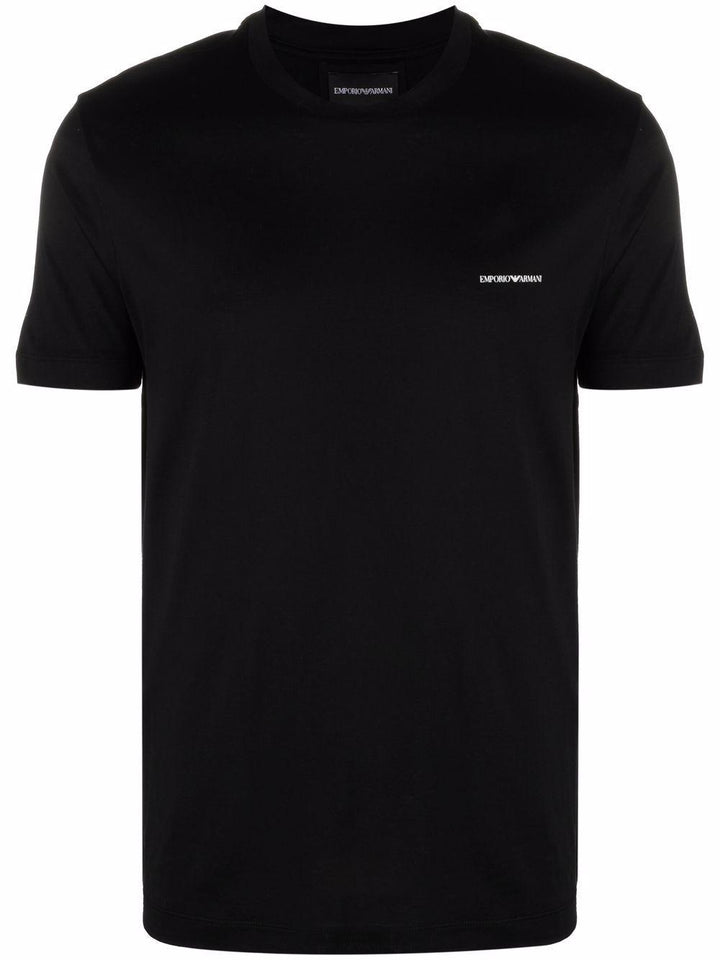 T-shirt girocollo nera con stampa 