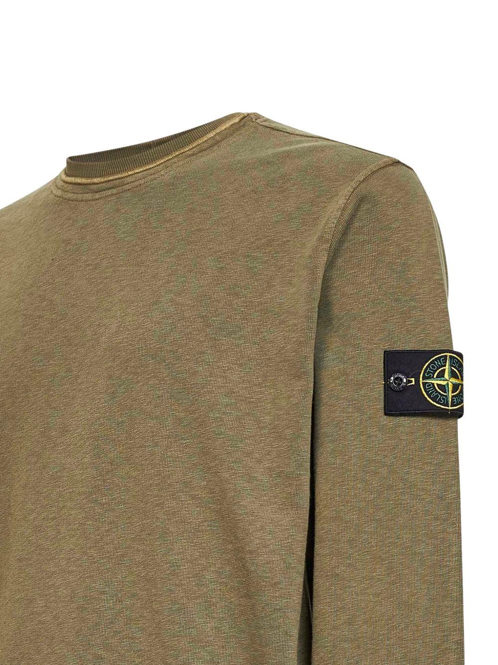 Felpa verde militare a coste con patch logo 