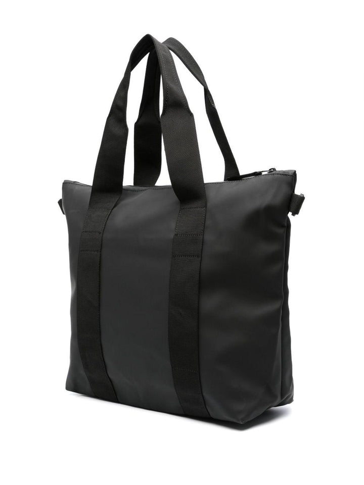 Borsa tote nera con logo inciso 