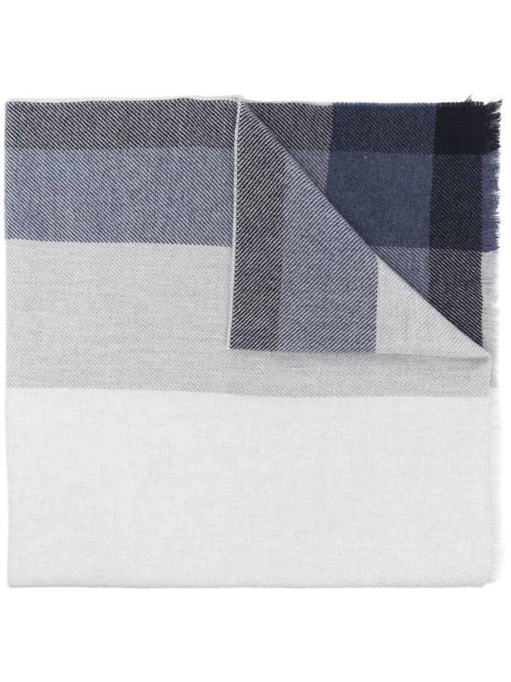 Sciarpa a quadri blu navy e bianco 