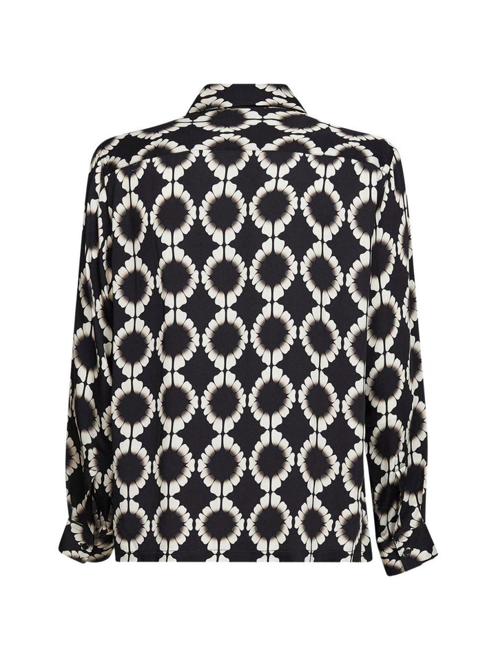 Camicia nera e bianca con stampa geometrica 