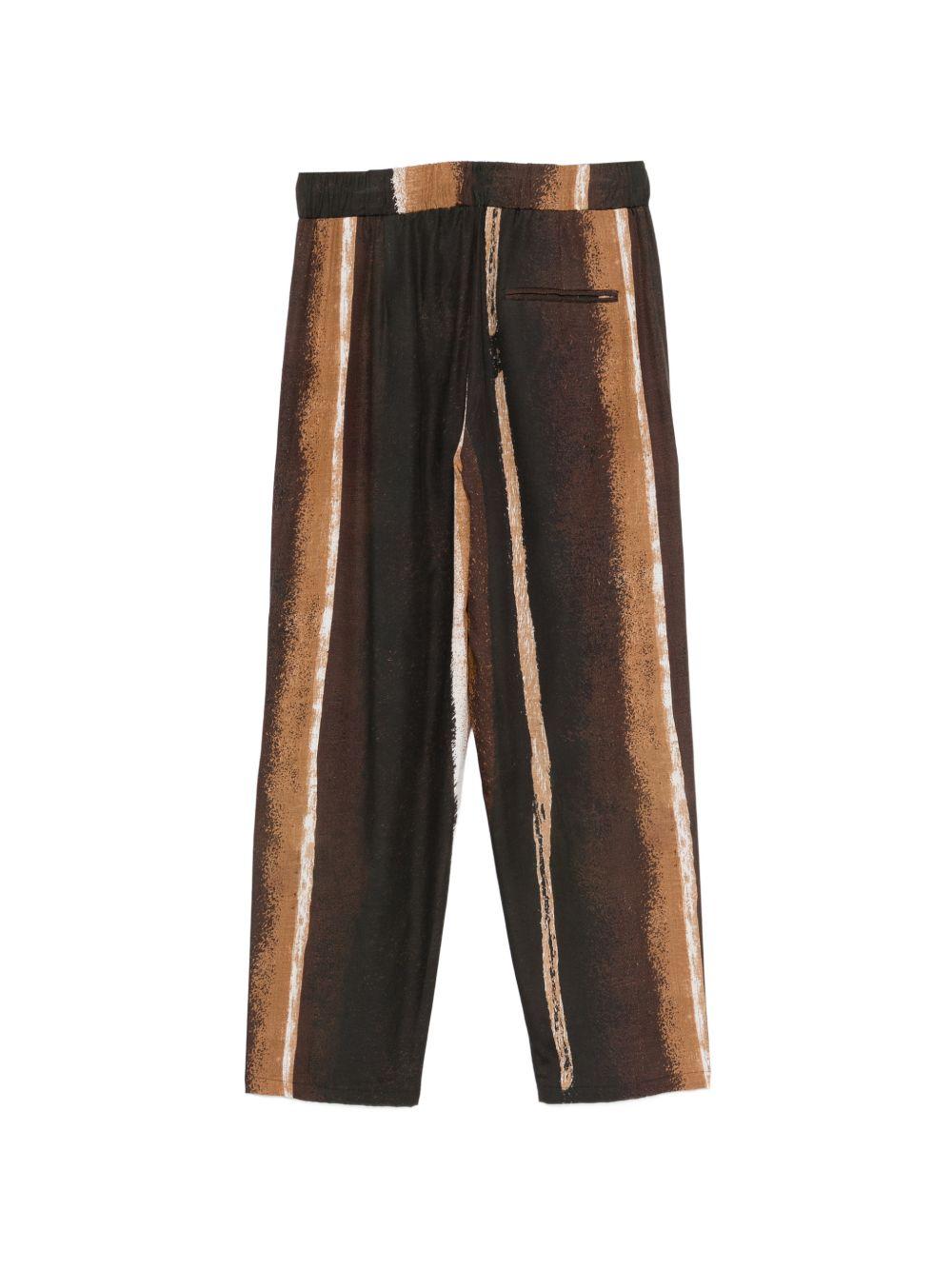 Pantaloni a righe marroni in lyocell 
