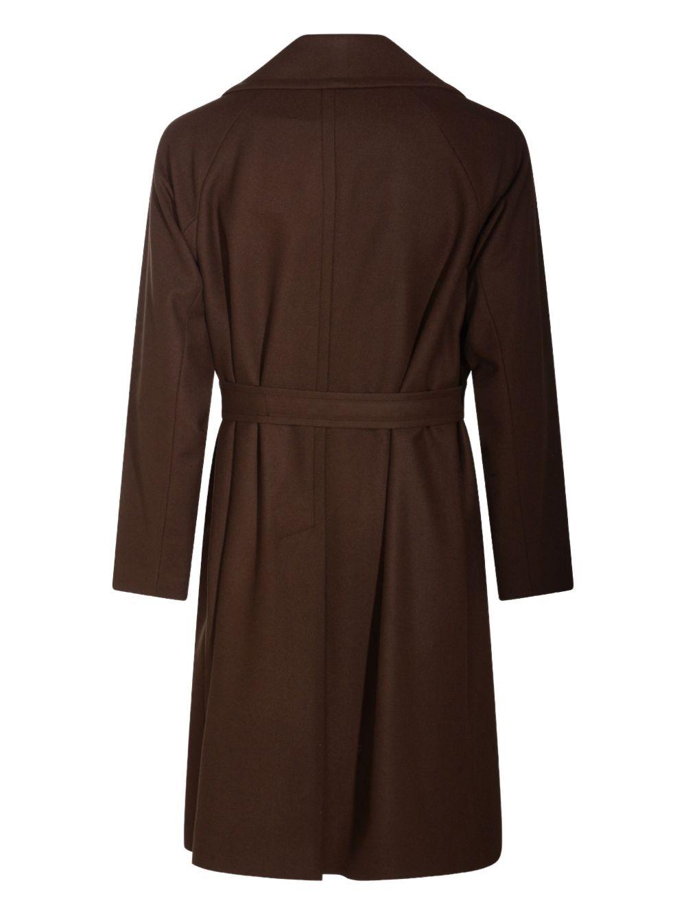 Cappotto doppiopetto con cintura marrone 