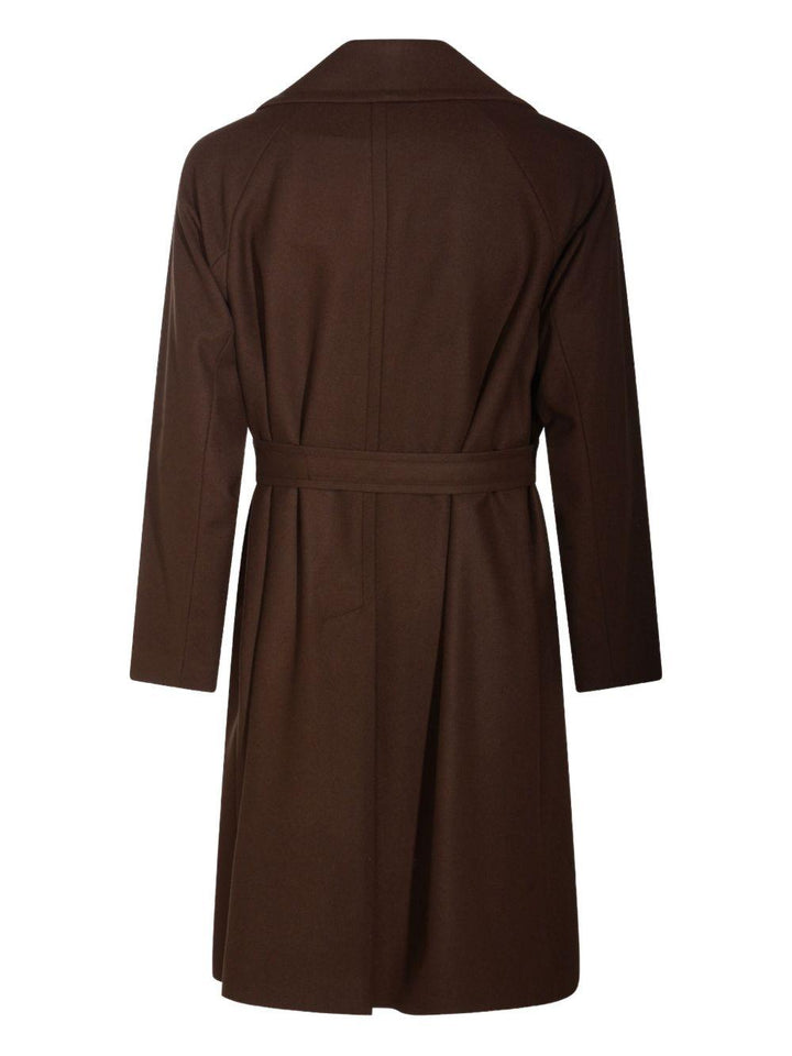 Cappotto doppiopetto con cintura marrone 