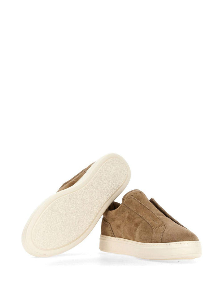 Slip-on biscotto in suede con suola platform 
