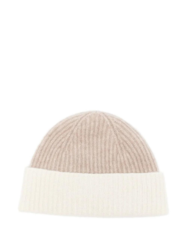 Berretto beige in lana a coste 