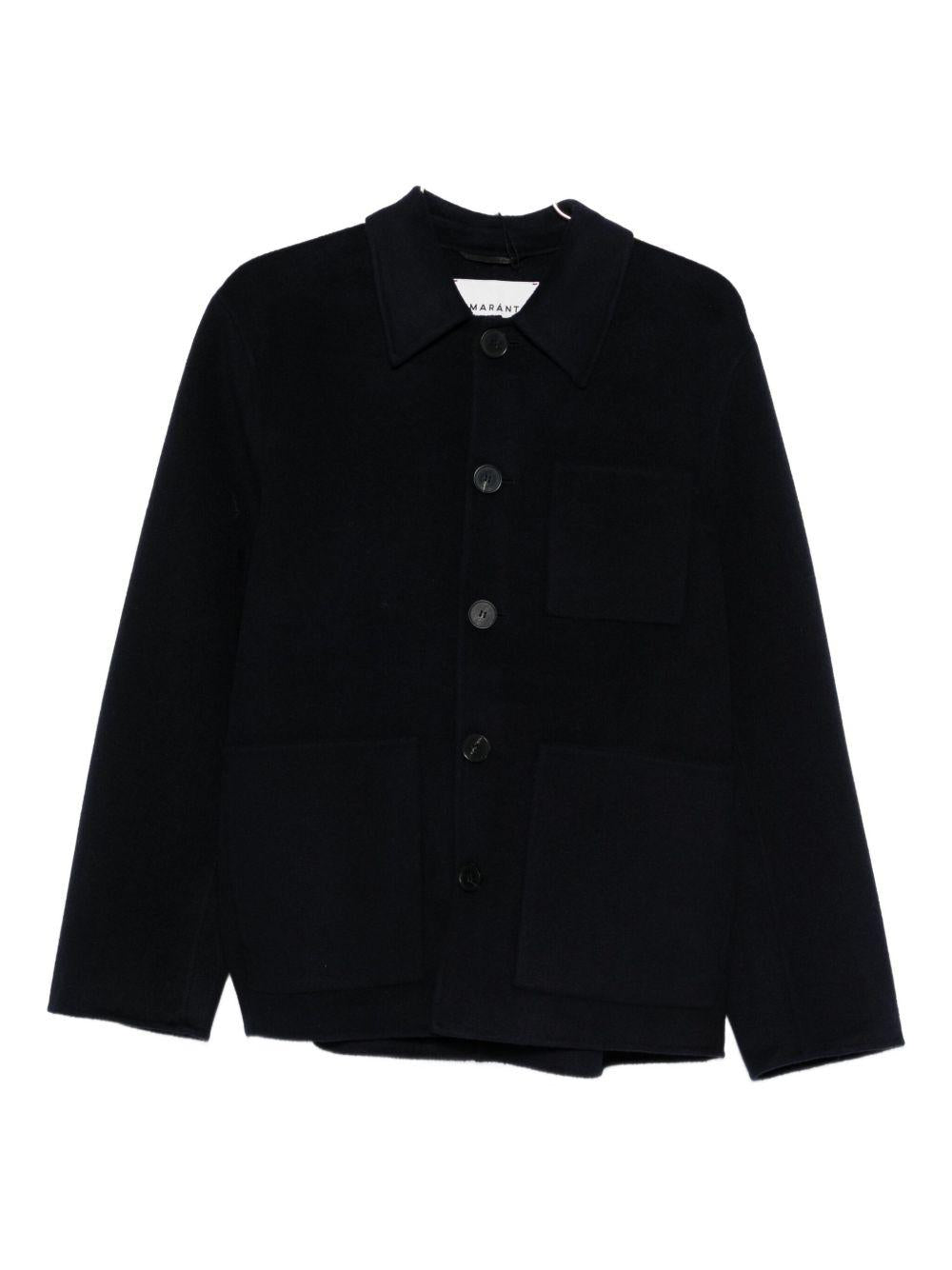 Cappotto navy con colletto a punta 