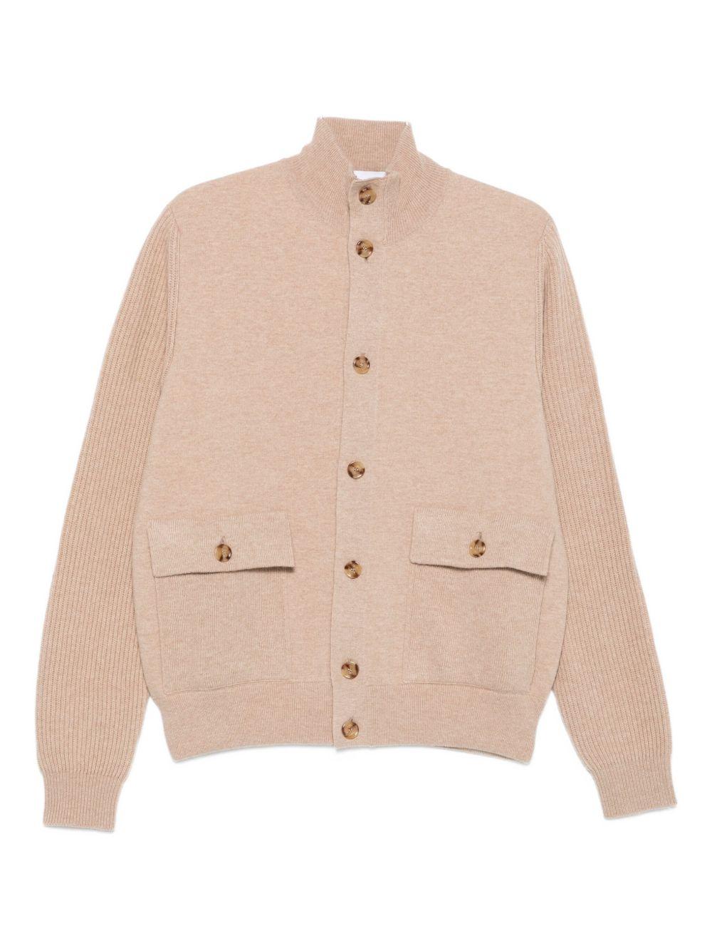 Cardigan beige a coste 