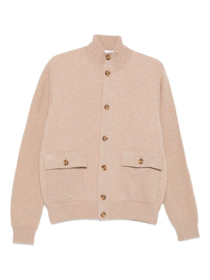 Cardigan beige a coste 