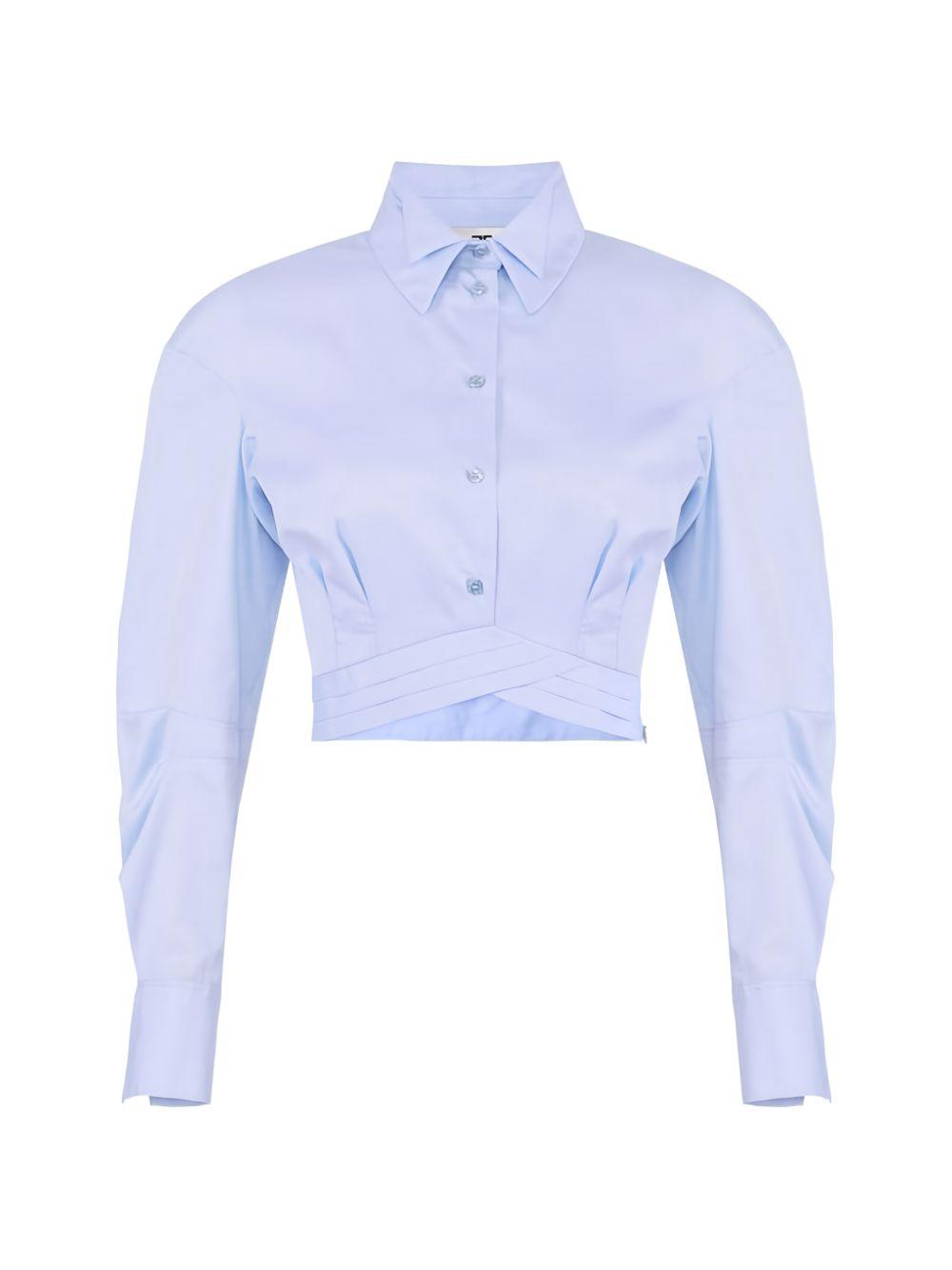 Camicia crop con doppio colletto 