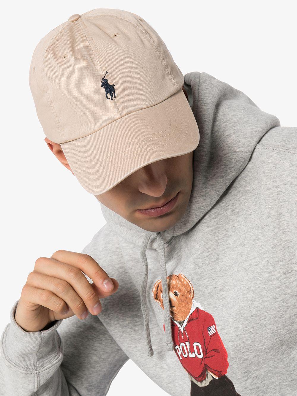 Cappello da baseball beige in cotone chino 