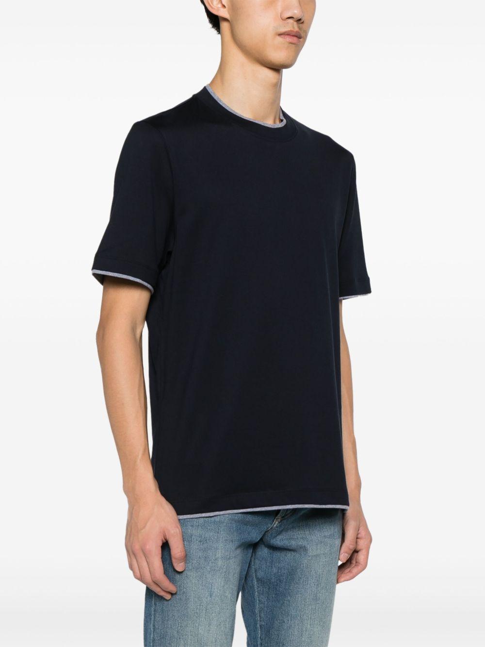 T-shirt con effetto a strati blu navy 