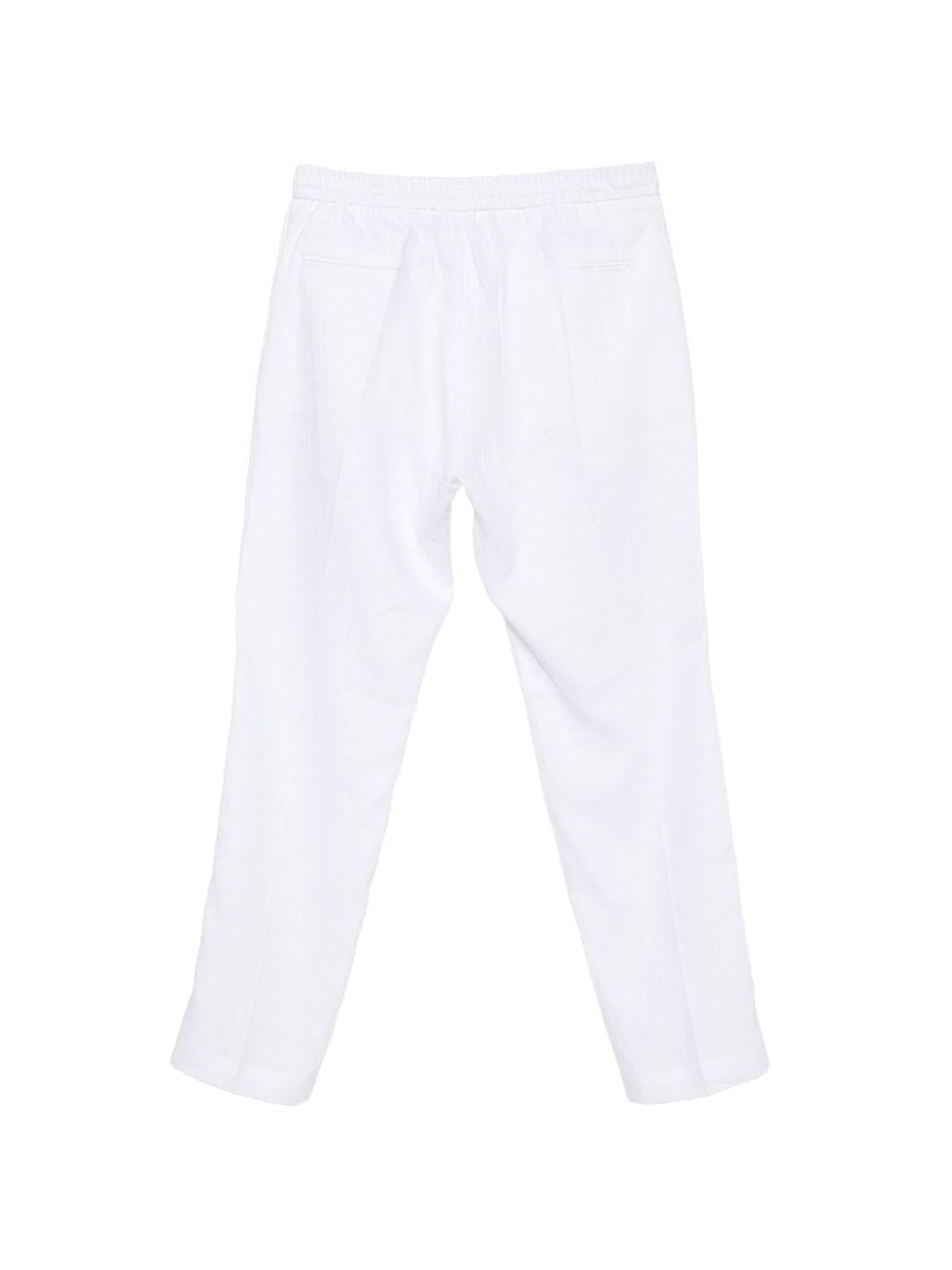 Pantaloni in lino con coulisse bianco 