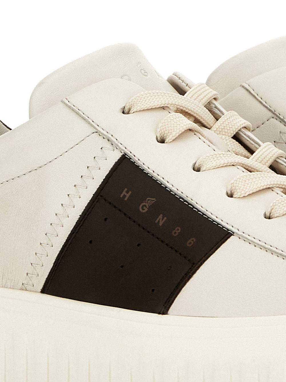 Sneakers bianche e nere H-Stripes con inserti in pelle 