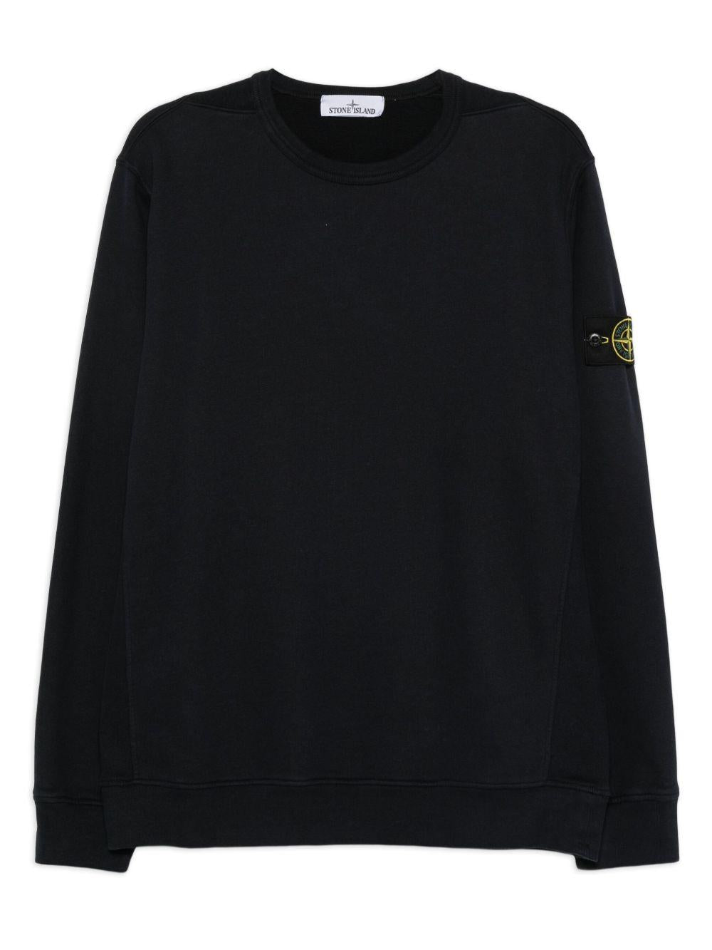 Felpa blu navy in cotone con motivo Compass 