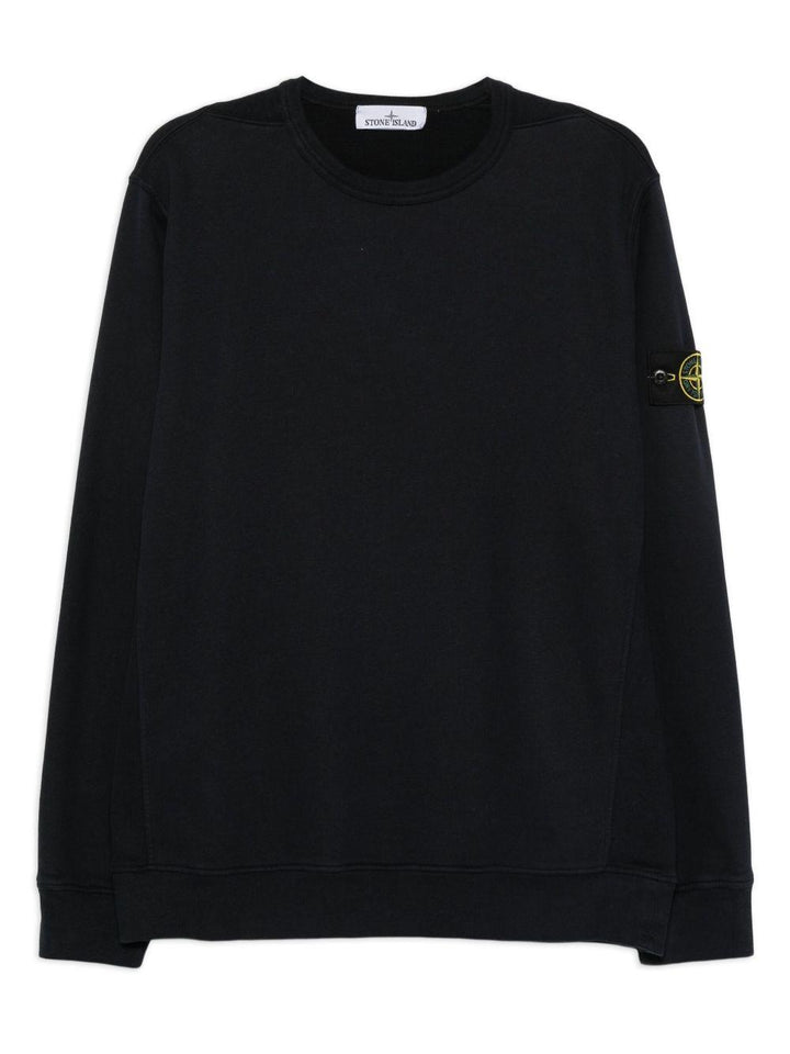 Felpa blu navy in cotone con motivo Compass 