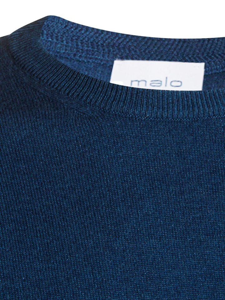 Maglione girocollo blu in cashmere 