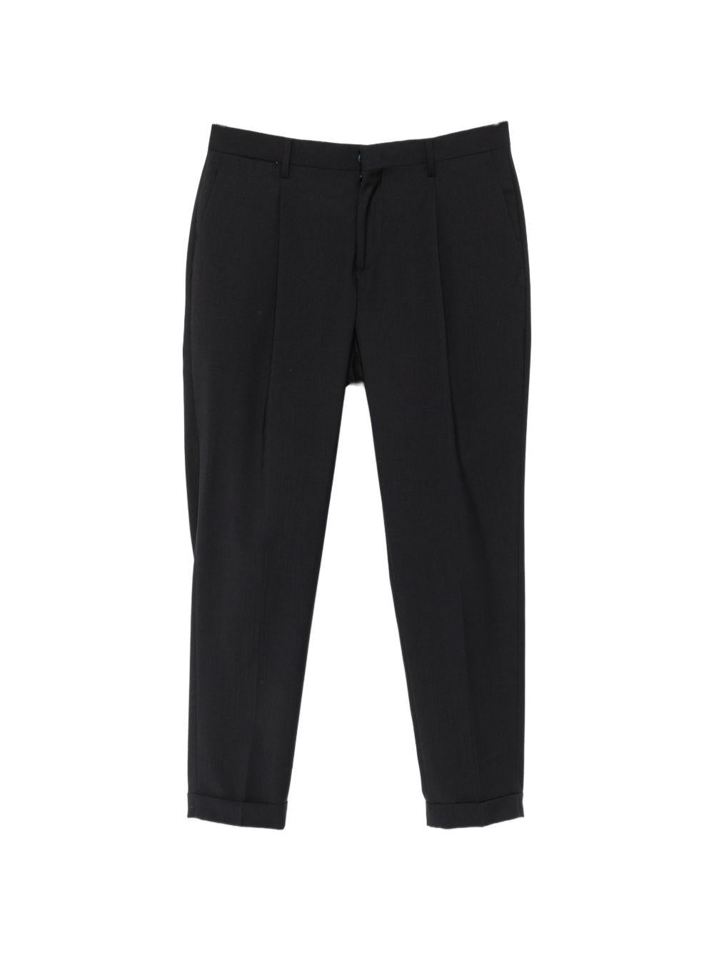 Pantaloni sartoriali blu navy con pieghe 