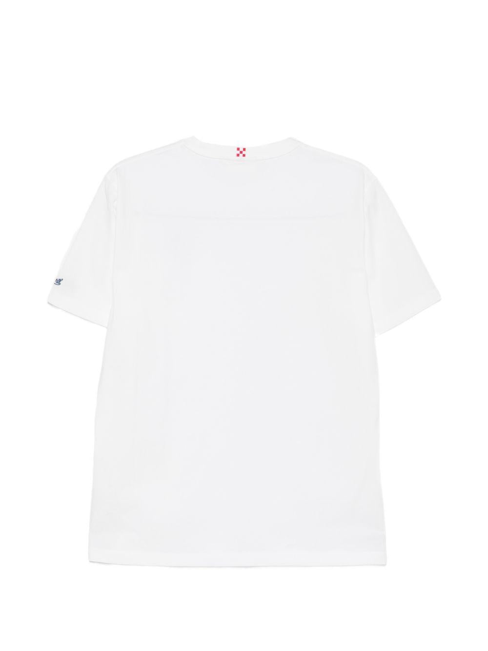T-shirt bianca con taschino sul petto e ricamo 