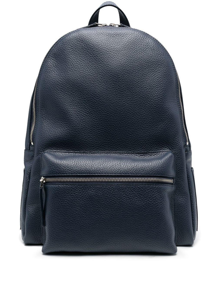 Zaino blu in pelle martellata 