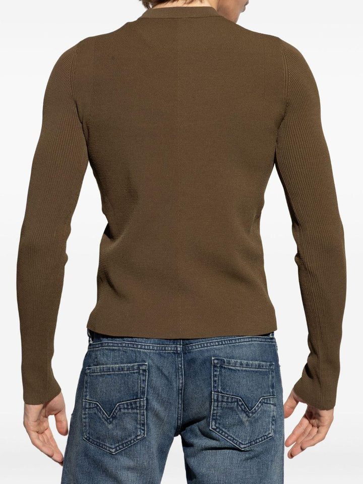 T-shirt a maniche lunghe marrone oliva 