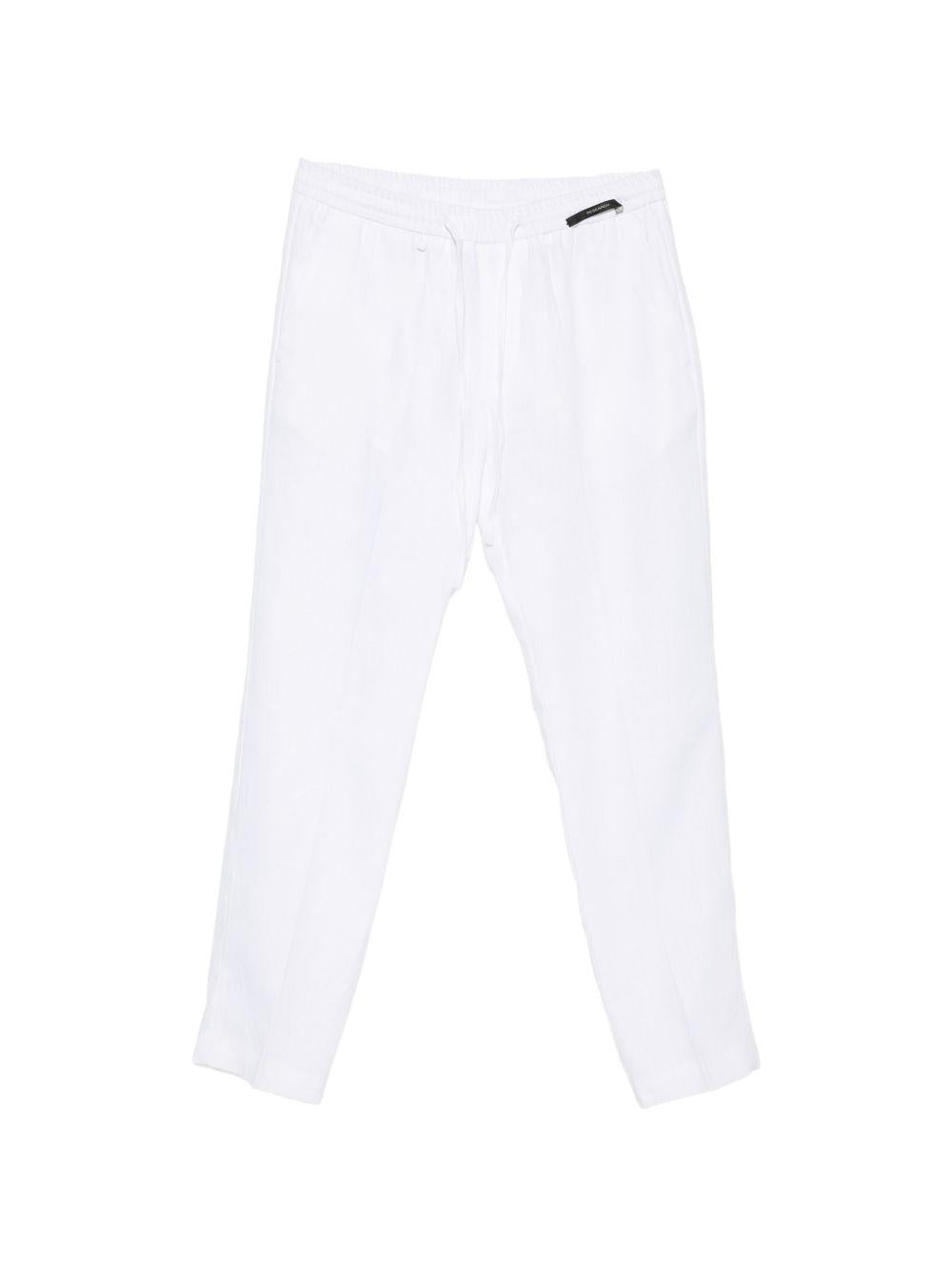 Pantaloni in lino con coulisse bianco 