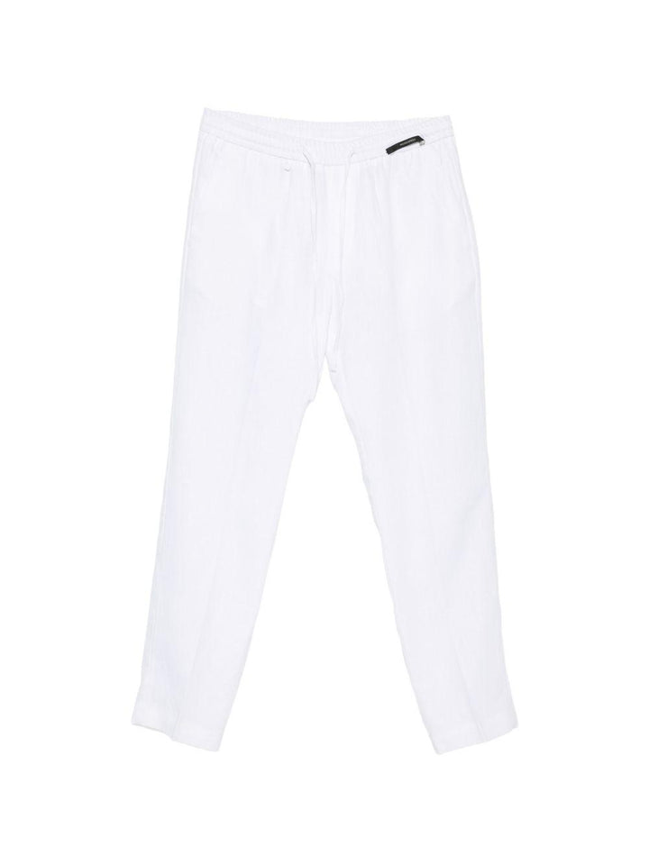 Pantaloni in lino con coulisse bianco 