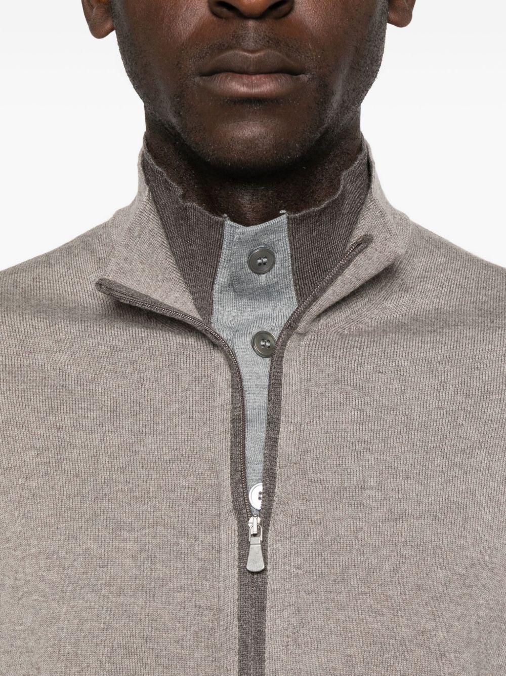 Cardigan con zip tortora 