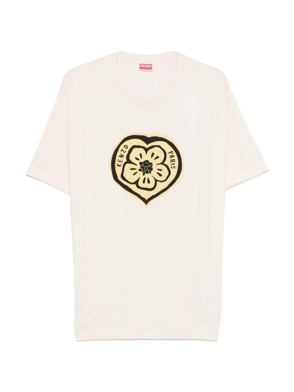 T-shirt con grafica ecrù 