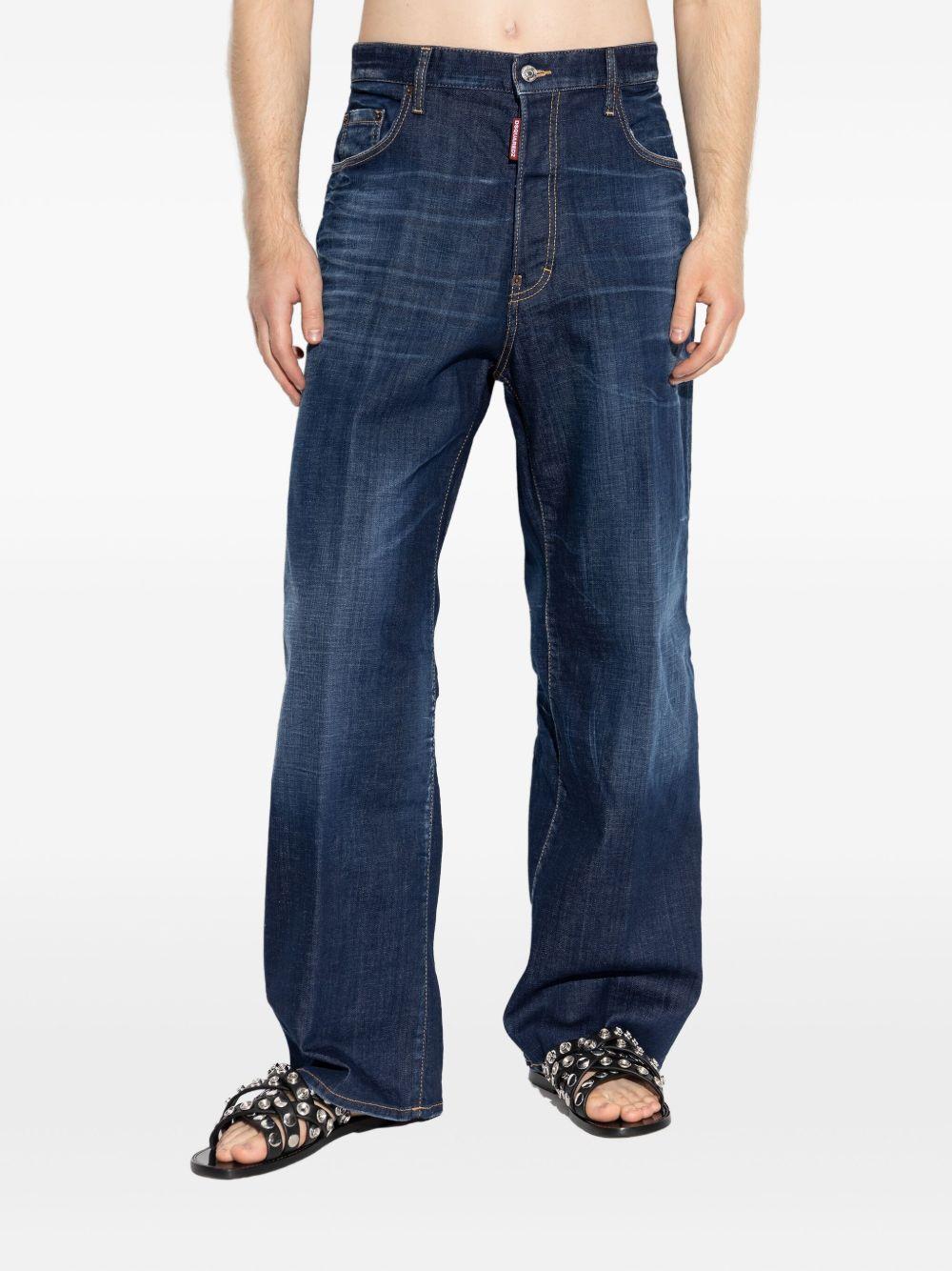 Jeans blu navy a gamba ampia con zip nascosta 