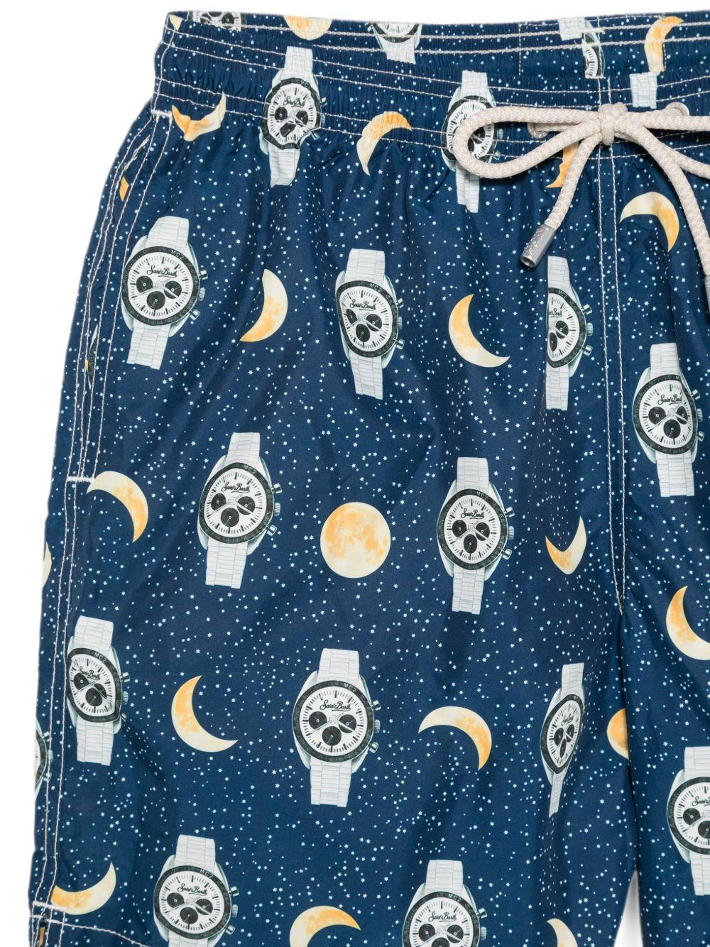 Costume da bagno blu navy con stampa all-over 