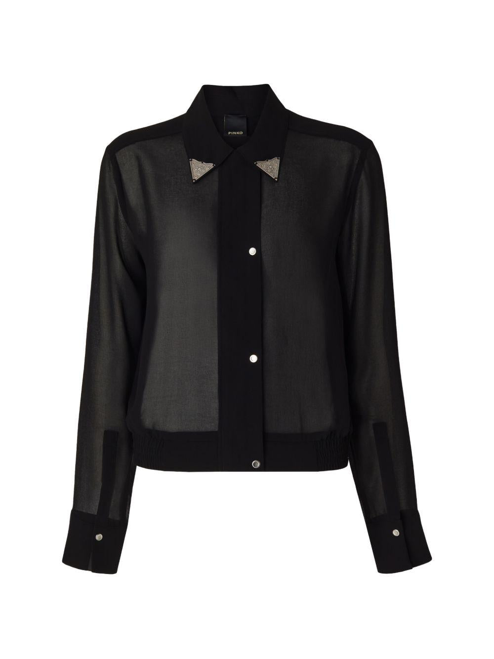 Camicia semi trasparente con decorazione 