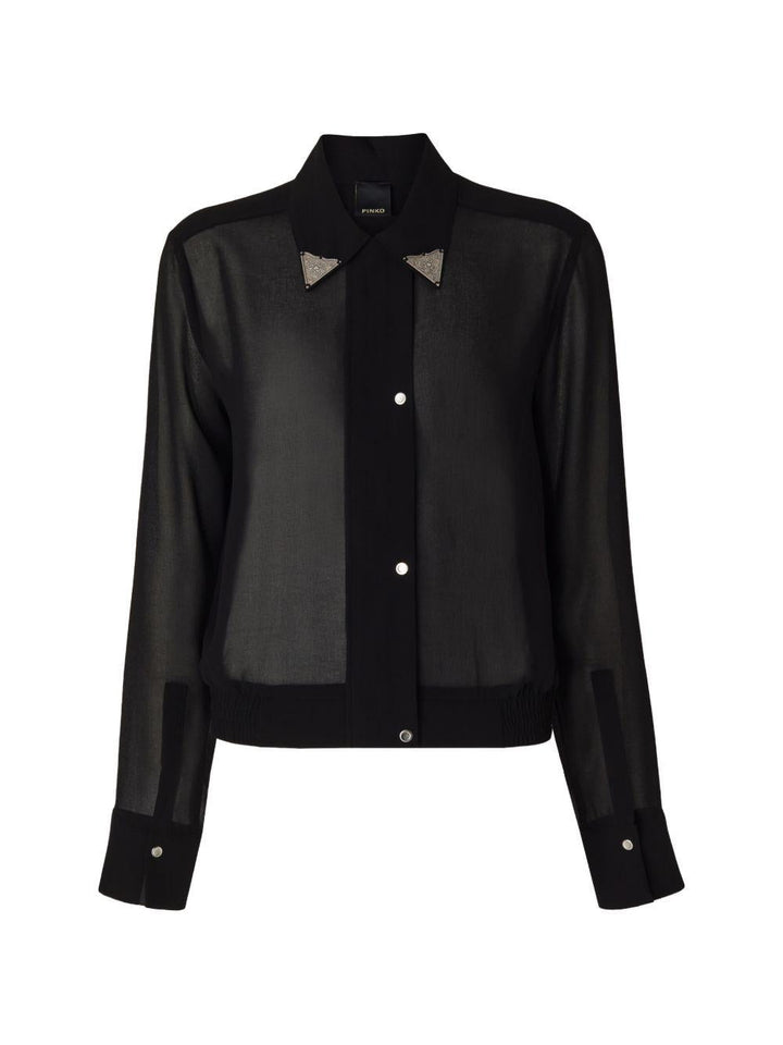 Camicia semi trasparente con decorazione 