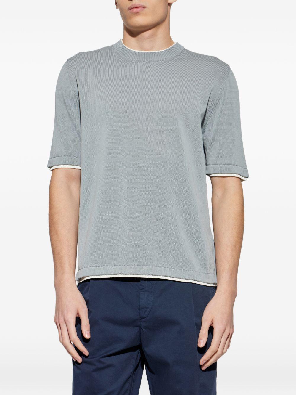 T-shirt denim e bianco girocollo 