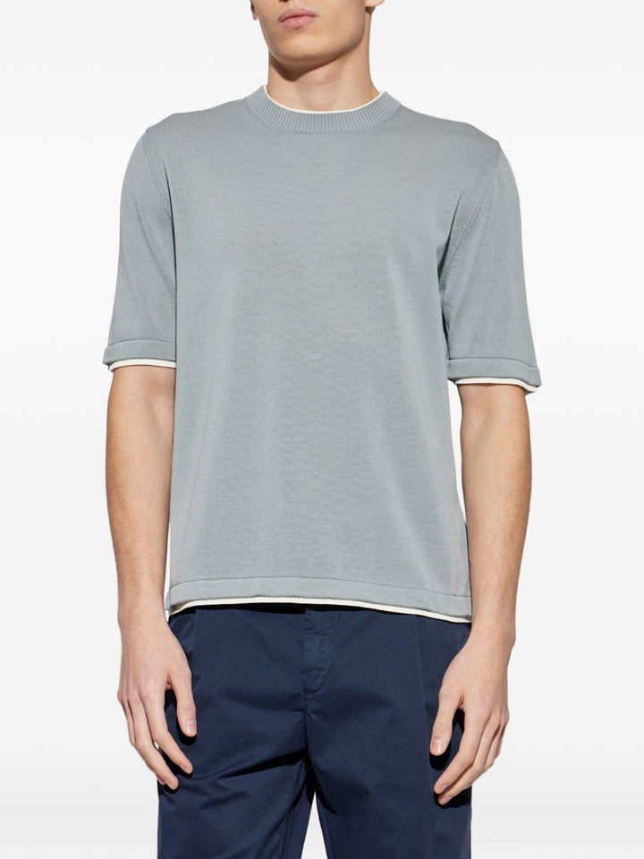 T-shirt denim e bianco girocollo 
