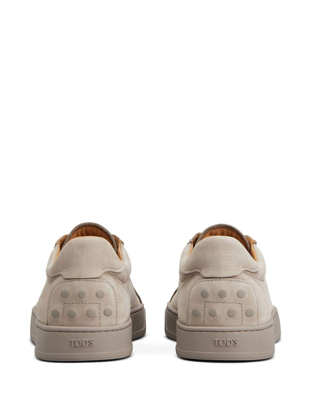 Sneakers grigie in pelle con logo stampato 