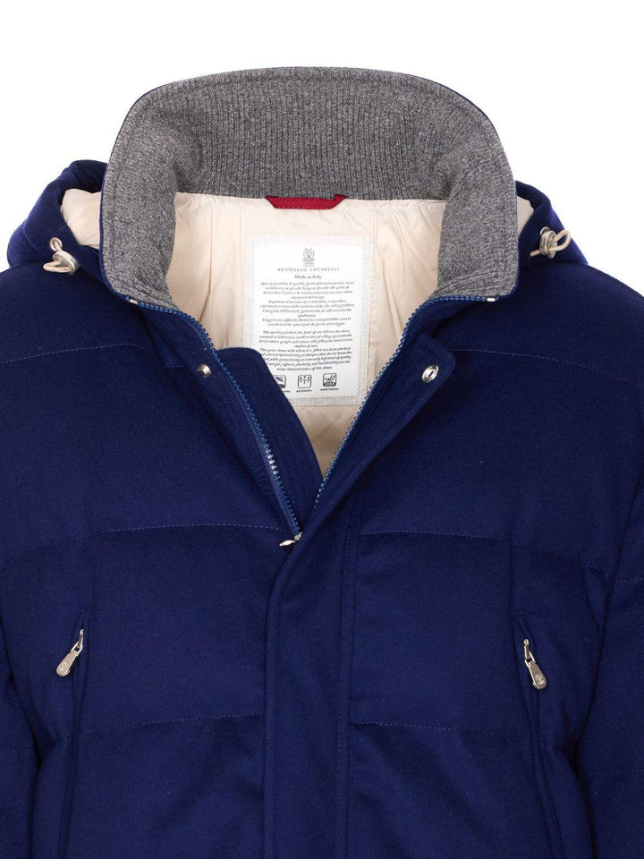 Piumino blu con cappuccio 