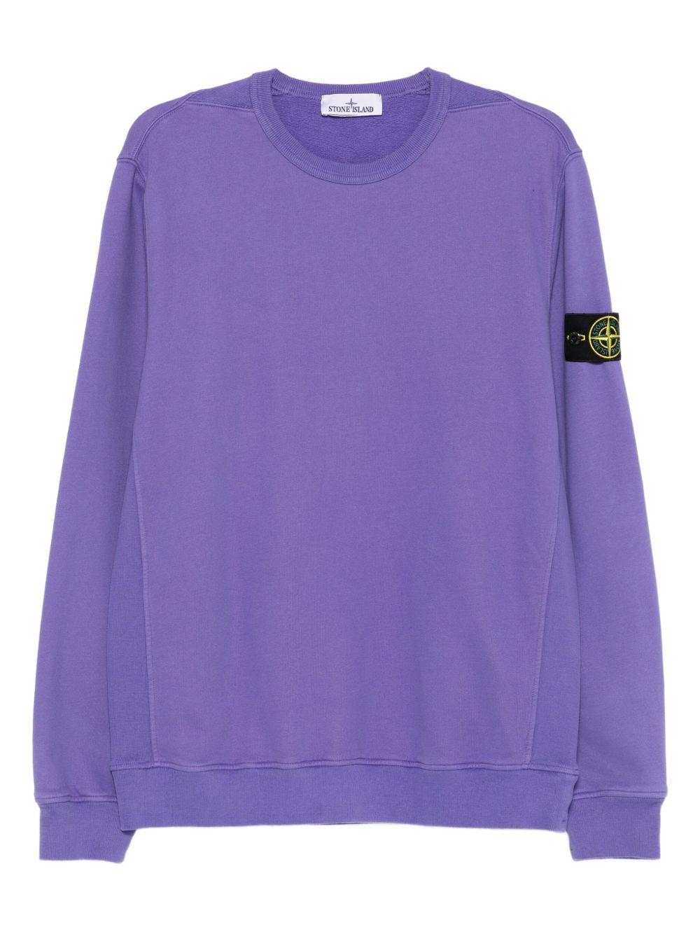 Felpa viola girocollo in cotone biologico con logo 