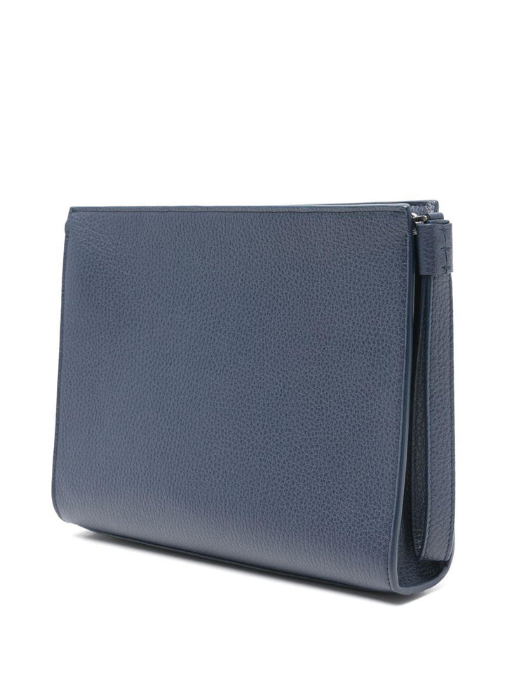 Clutch blu navy  in pelle 