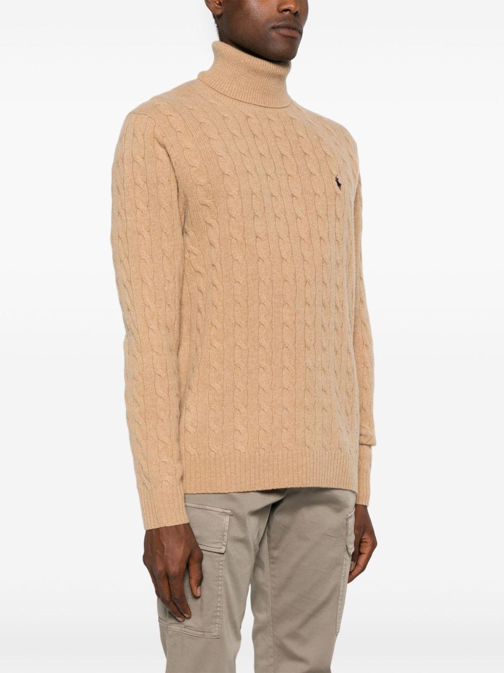 Maglione marrone chiaro con motivo Polo Pony 
