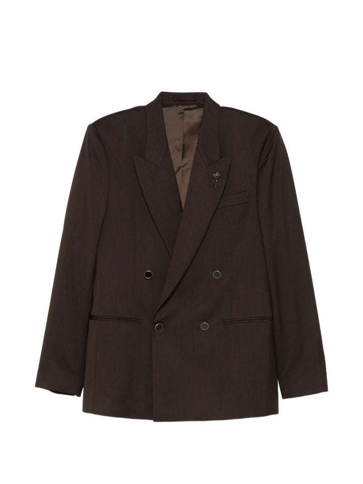 Blazer Marrone Doppiopetto con rever a lancia 