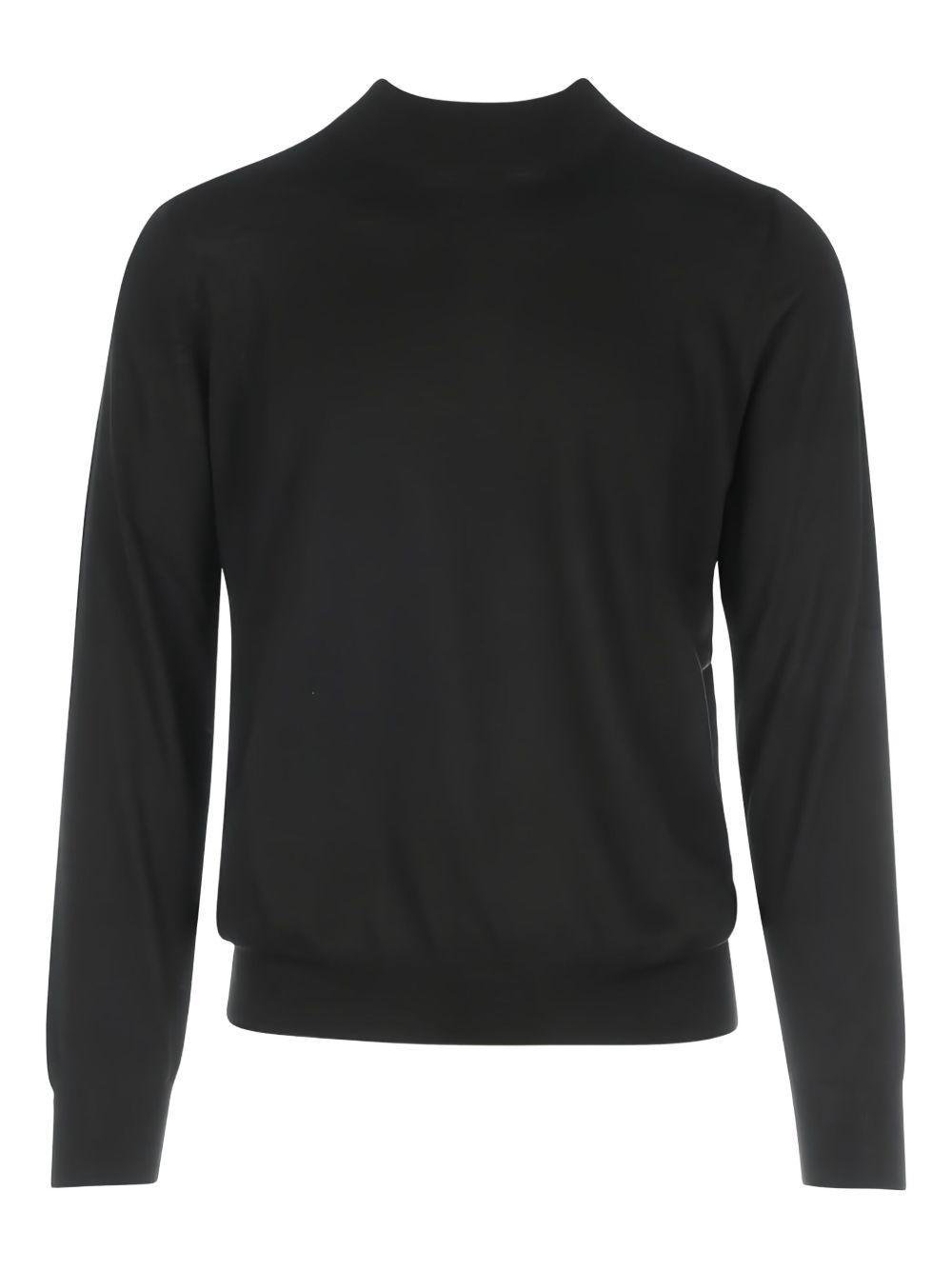 Maglione girocollo nero in lana vergine 