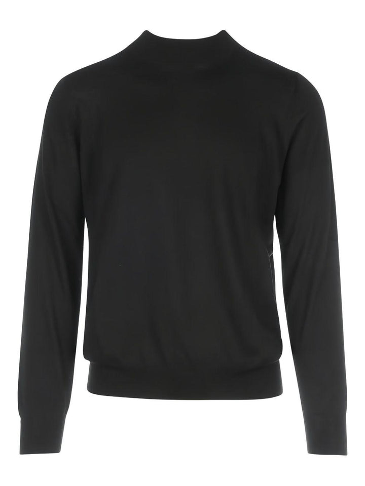 Maglione girocollo nero in lana vergine 
